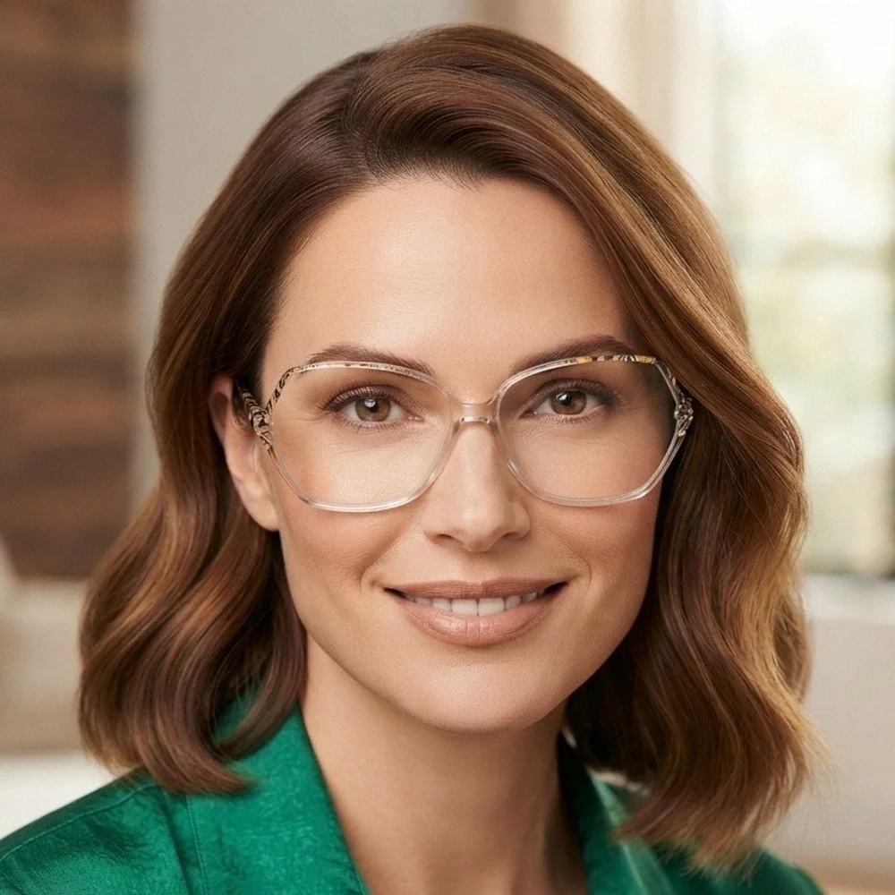 Silhouette SPX M 1849 Vintage Oversized Geometric Clear Tortoise Eyeglass Frames